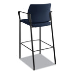 Accommodate Series Cafe Stool with Fixed Arms, Supports Up to 300 lb, 30" Seat Height, Navy Seat, Navy Back, Black Base