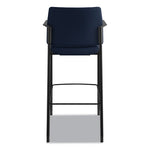 Accommodate Series Cafe Stool with Fixed Arms, Supports Up to 300 lb, 30" Seat Height, Navy Seat, Navy Back, Black Base