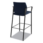 Accommodate Series Cafe Stool with Fixed Arms, Supports Up to 300 lb, 30" Seat Height, Navy Seat, Navy Back, Black Base