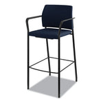 Accommodate Series Cafe Stool with Fixed Arms, Supports Up to 300 lb, 30" Seat Height, Navy Seat, Navy Back, Black Base