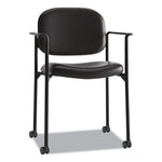 VL616 Stacking Guest Chair with Arms, Bonded Leather Upholstery, 23.25" x 21" x 32.75", Black Seat, Black Back, Black Base