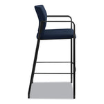 Accommodate Series Cafe Stool with Fixed Arms, Supports Up to 300 lb, 30" Seat Height, Navy Seat, Navy Back, Black Base