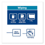 Basic Paper Wiper Roll Towel, 1-Ply, 7.68" x 1,150 ft, White, 4 Rolls/Carton