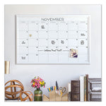 Magnetic Dry Erase Calendar with Decor Frame, One Month, 30 x 20, White Surface, White Wood Frame