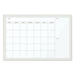 Magnetic Dry Erase Calendar with Decor Frame, One Month, 30 x 20, White Surface, White Wood Frame