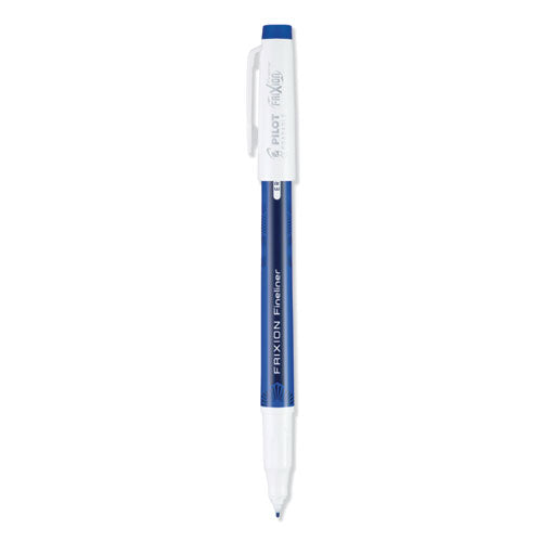 FriXion Fineliner Erasable Porous Point Pen, Stick, Fine 0.6 mm, Blue Ink, Blue/White Barrel, Dozen