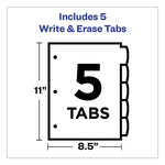 Write and Erase Big Tab Durable Plastic Dividers, 3-Hole Punched, 5-Tab, 11 x 8.5, Assorted, 1 Set