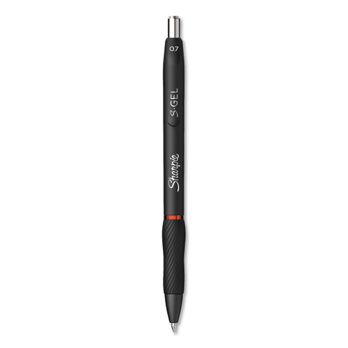 S-Gel High-Performance Gel Pen, Retractable, Medium 0.7 mm, Red Ink, Black Barrel, Dozen