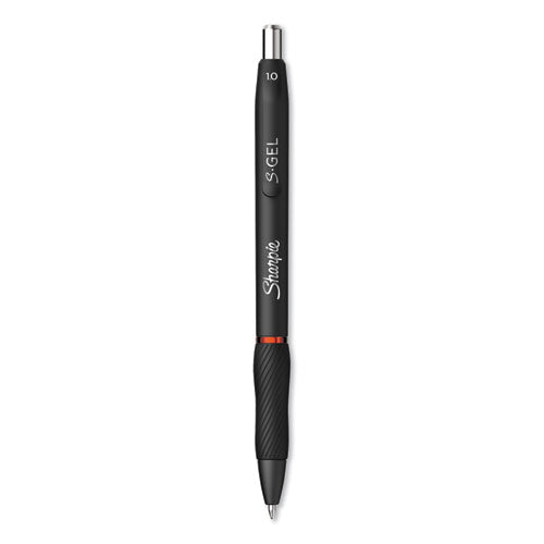 S-Gel High-Performance Gel Pen, Retractable, Bold 1 mm, Red Ink, Black Barrel, Dozen