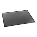 Desk Pad with Transparent Lift-Top Overlay and Antimicrobial Protection, 24" x 19", Black Pad, Transparent Frost Overlay