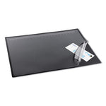 Desk Pad with Transparent Lift-Top Overlay and Antimicrobial Protection, 24" x 19", Black Pad, Transparent Frost Overlay