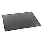 Desk Pad with Transparent Lift-Top Overlay and Antimicrobial Protection, 31" x 20", Black Pad, Transparent Frost Overlay