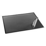 Desk Pad with Transparent Lift-Top Overlay and Antimicrobial Protection, 31" x 20", Black Pad, Transparent Frost Overlay