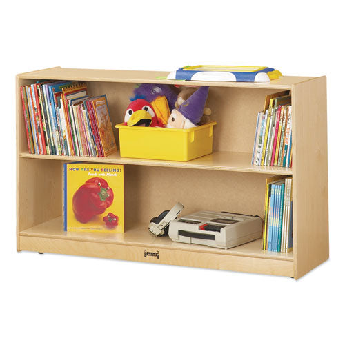 Adjustable Mobile Straight-Shelves, Low, 48w x 15d x 29.5h, Birch