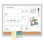 4N1 Magnetic Dry Erase Combo Board, 23 x 17, Tan/White Surface, Silver Aluminum Frame