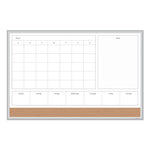 4N1 Magnetic Dry Erase Combo Board, 35 x 23, Tan/White Surface, Silver Aluminum Frame