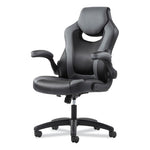 9-One-One High-Back Racing Style Chair with Flip-Up Arms, Supports Up to 225 lb, Black Seat, Gray Back, Black Base