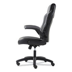 9-One-One High-Back Racing Style Chair with Flip-Up Arms, Supports Up to 225 lb, Black Seat, Gray Back, Black Base