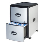 Mobile Filing Cabinet with Metal Siding, 2 Letter-Size File Drawers, Silver/Black, 19" x 15" x 23"