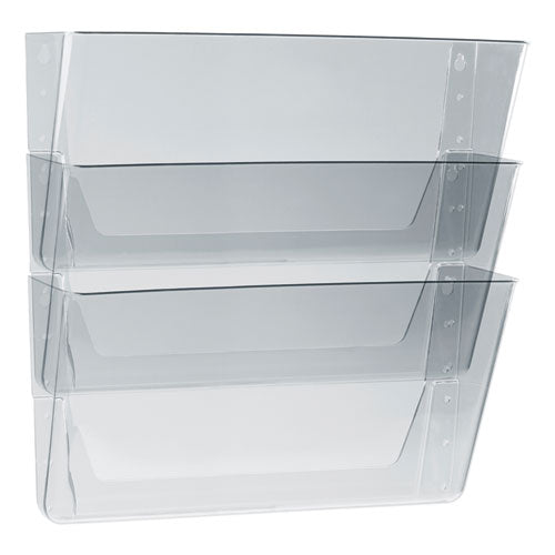 Wall File, 3 Sections, Legal Size 16" x 4" x 14", Clear, 3/Set