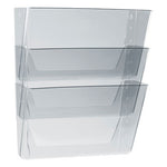 Wall File, 3 Sections, Letter Size, 13" x 4" x 14", Clear, 3/Set