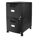 Two-Drawer Mobile Filing Cabinet, 2 Legal/Letter-Size File Drawers, Black, 14.75" x 18.25" x 26"