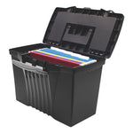 Portable Letter/Legal Filebox with Organizer Lid, Letter/Legal Files, 14.5" x 10.5" x 12", Black