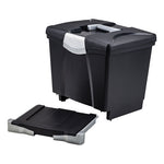 Portable File Box with Drawer, Letter Files, 14" x 11.25" x 14.5", Black