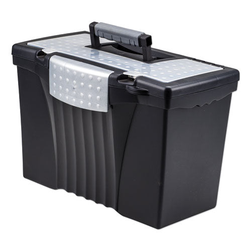 Portable Letter/Legal Filebox with Organizer Lid, Letter/Legal Files, 14.5" x 10.5" x 12", Black