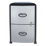 Mobile Filing Cabinet with Metal Siding and Top-Drawer Organizer Tray, 2 Letter File Drawers, Silver/Black, 19" x 15" x 23"