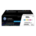 HP 202X, (CF500X-M) 3-Pack High-Yield Cyan/Magenta/Yellow Original LaserJet Toner Cartridges