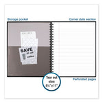 Hardbound Notebook with Pocket, 1-Subject, Wide/Legal Rule, Black Cover, (96) 11 x 8.5 Sheets