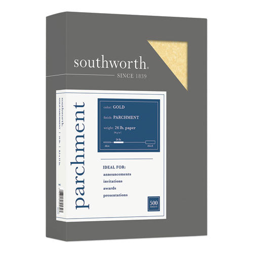 Parchment Specialty Paper, 24 lb Bond Weight, 8.5 x 11, Gold, 500/Ream