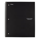 Wirebound Notebook with Two Pockets, 1-Subject, Medium/College Rule, Black Cover, (100) 11 x 8.5 Sheets