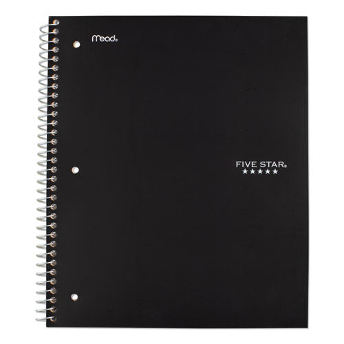 Wirebound Notebook with Two Pockets, 1-Subject, Medium/College Rule, Black Cover, (100) 11 x 8.5 Sheets