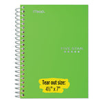 Wirebound Notebook with Two Pockets, 1-Subject, Medium/College Rule, Green Cover, (100) 11 x 8.5 Sheets