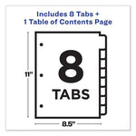 Customizable TOC Ready Index Black and White Dividers, 8-Tab, 1 to 8, 11 x 8.5, 1 Set