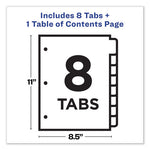Customizable TOC Ready Index Multicolor Tab Dividers, 8-Tab, 1 to 8, 11 x 8.5, White, Traditional Color Tabs, 1 Set