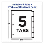 Customizable TOC Ready Index Multicolor Tab Dividers, 5-Tab, 1 to 5, 11 x 8.5, White, Contemporary Color Tabs, 1 Set