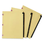 Preprinted Black Leather Tab Dividers w/Copper Reinforced Holes, 12-Tab, Jan. to Dec., 11 x 8.5, Buff, 1 Set