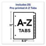 Preprinted Black Leather Tab Dividers w/Copper Reinforced Holes, 25-Tab, A to Z, 11 x 8.5, Buff, 1 Set