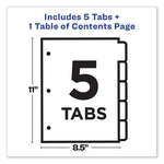 Customizable TOC Ready Index Multicolor Tab Dividers, 5-Tab, 1 to 5, 11 x 8.5, White, Traditional Color Tabs, 1 Set