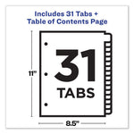 Customizable TOC Ready Index Multicolor Tab Dividers, 31-Tab, 1 to 31, 11 x 8.5, White, Contemporary Color Tabs, 1 Set