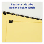 Preprinted Black Leather Tab Dividers w/Copper Reinforced Holes, 12-Tab, Jan. to Dec., 11 x 8.5, Buff, 1 Set