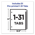 Preprinted Laminated Tab Dividers with Gold Reinforced Binding Edge, 31-Tab, 1 to 31, 11 x 8.5, Buff, 1 Set