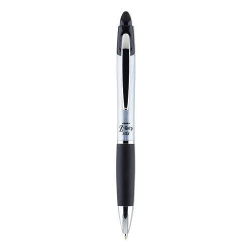 Z-Grip MAX Ballpoint Pen, Retractable, Medium 1 mm, Black Ink, Silver/Black Barrel, 12/Pack