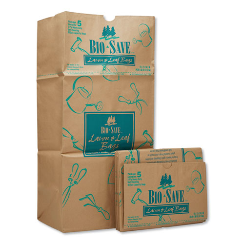 Lawn and Leaf Bags, 30 gal, 16" x 35", Kraft, 50 Bags