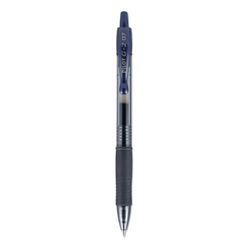 G2 Premium Gel Pen, Retractable, Fine 0.7 mm, Navy Blue Ink, Smoke/Blue Barrel, Dozen