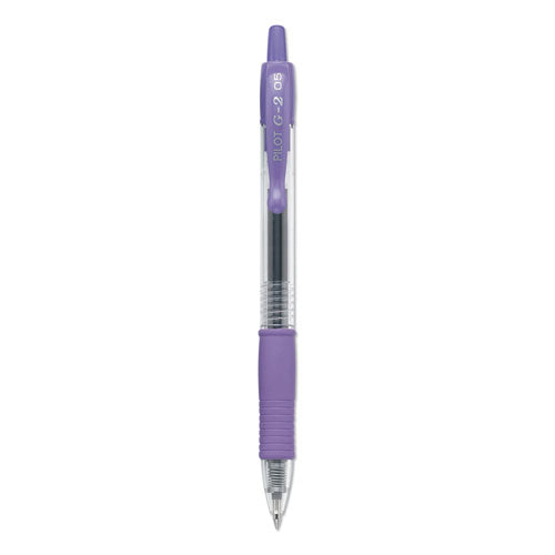 G2 Premium Gel Pen, Retractable, Extra-Fine 0.5 mm, Purple Ink, Smoke/Purple Barrel, Dozen