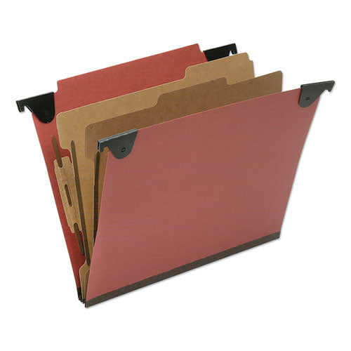 7530016815828 SKILCRAFT Classification Folder, 2" Expansion, 2 Dividers, 3 Fasteners, Letter Size, Red Exterior, 10/Box